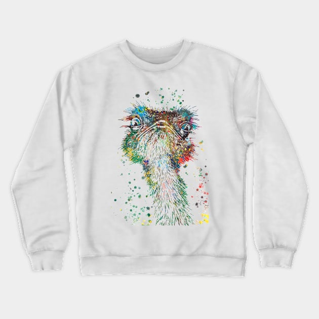 Ostrich peeking Crewneck Sweatshirt by RosaliArt